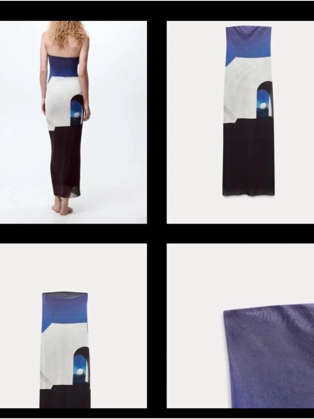 Zara NWT Contrasting René Magritte Colorblock StraplessMaxi Dress in Large - Picture 2 of 2